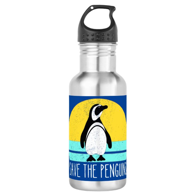Save The Penguins Stainless Steel Water Bottle (Front)