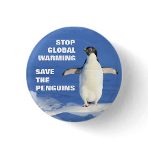 Save the Penguins Stop Global Warming Round Button