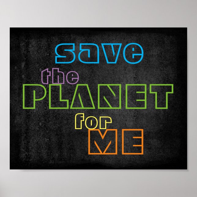 save the planet colorful text poster wall art (Front)