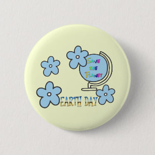 Save the Planet Earth Day Globe Pinback Button