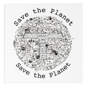 Save the Planet Eco Animal Art Earth Drawing Art