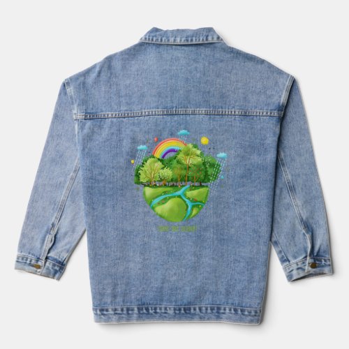 Save The Planet Illustration 1  Denim Jacket