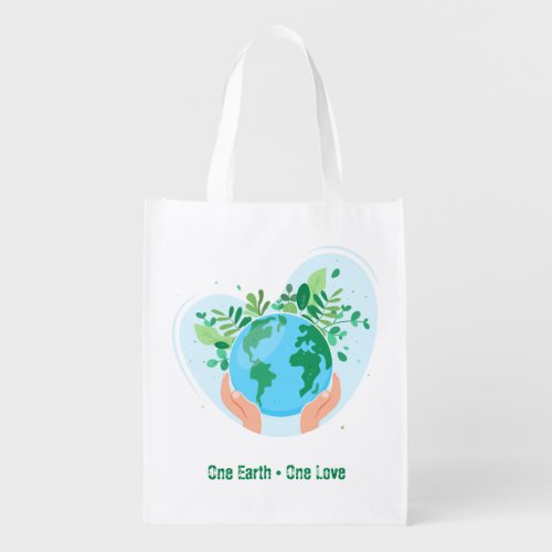Save the Planet One Earth One Love Grocery Bag