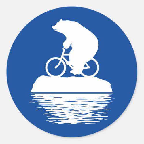 Save the Planet Polar Bear Bicycle Round Stickers