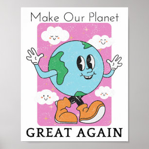 Save The Planet Recycle Funny Earth Day Vintage  Poster