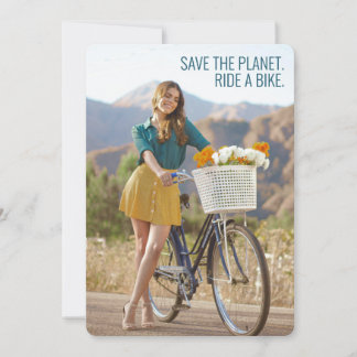Save the Planet – Ride a Bike Motivational Art Holiday Card