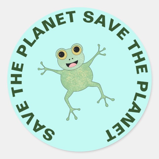 Save The Planet Stickers Cute Frog  (Front)