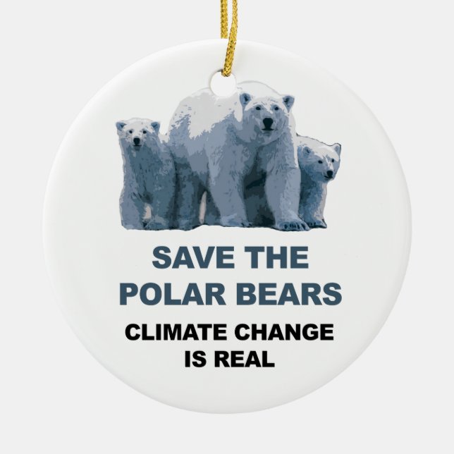 Save the Polar Bears Ceramic Ornament (Front)
