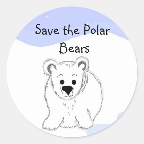 Save the Polar Bears Classic Round Sticker