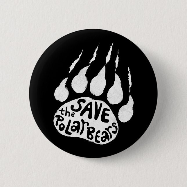 Save The Polar Bears Pinback Button (Front)