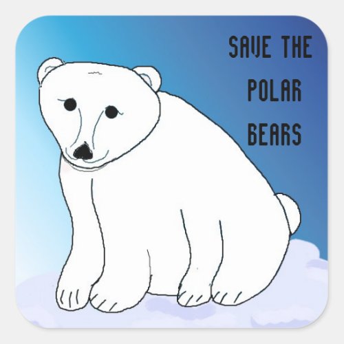 Save the Polar Bears Square Sticker