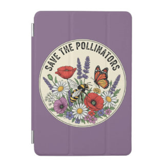 Save the Pollinator with bee, butterfly & flowers iPad Mini Cover
