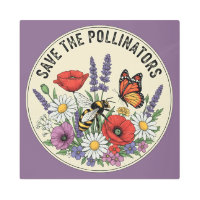 Save the Pollinator with bee, butterfly & flowers