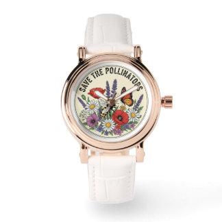 Save the Pollinator with bee, butterfly & flowers Watch