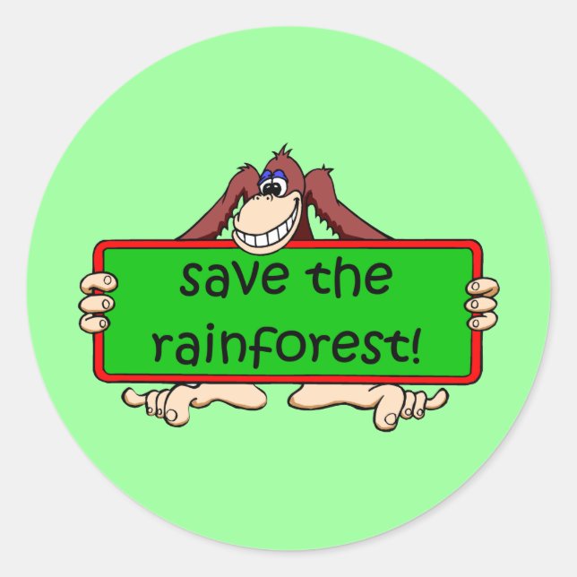 save the rainforest classic round sticker (Front)