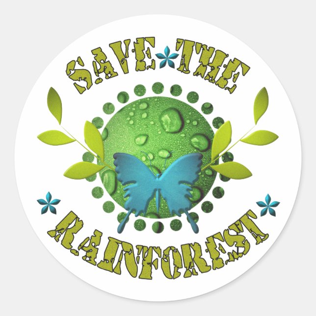 Save the Rainforest Classic Round Sticker (Front)