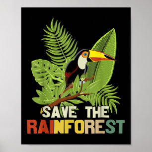 Save The Rainforest Earth Day Retro Style Poster