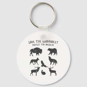Save The Rainforest Protect The Wildlife Animal Gr Keychain