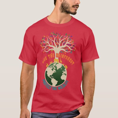 Save The Rainforest Protect The Wildlife Vintage E T_Shirt