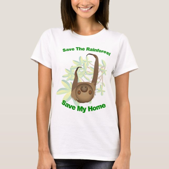 Save The Rainforest Sloth T-Shirt (Front)