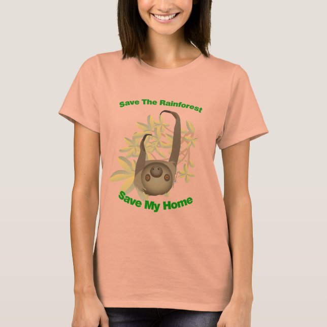 Save The Rainforest Sloth- Woman Burnout T-Shirt (Front)