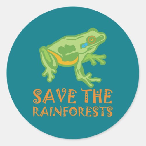 save_the_rainforests Tree Frog Classic Round Sticker