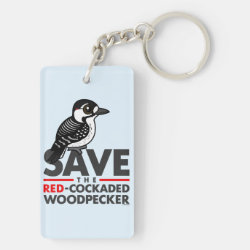 Save the Red-cockaded Woodpecker Rectangle Keychain (double-sided)
