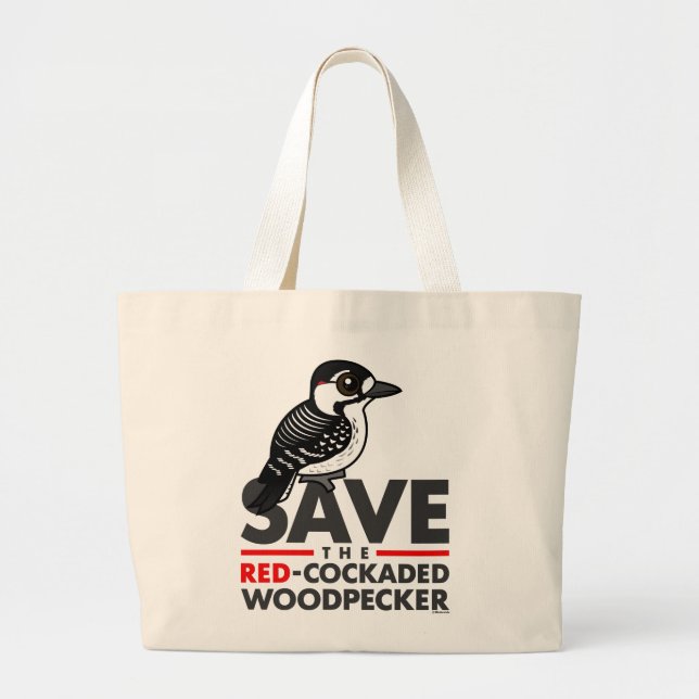 Save the Red-cockaded Woodpecker Large Tote Bag (Front)