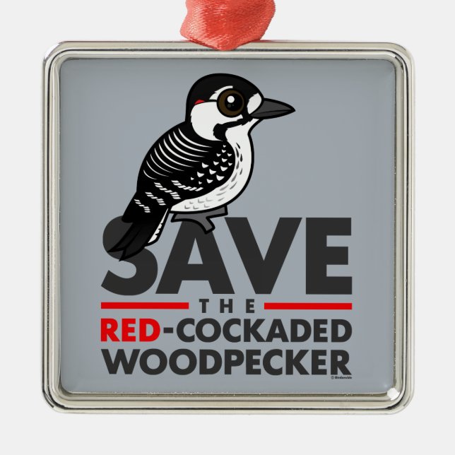 Save the Red-cockaded Woodpecker Metal Ornament (Front)