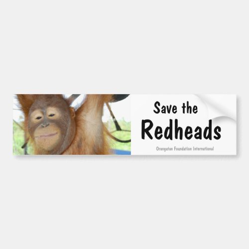 Save the Redheads Orangutan Wildlife Bumper Sticker