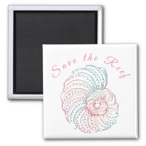 Save the Reef Pink and Teal Watercolor Awareness Magnet