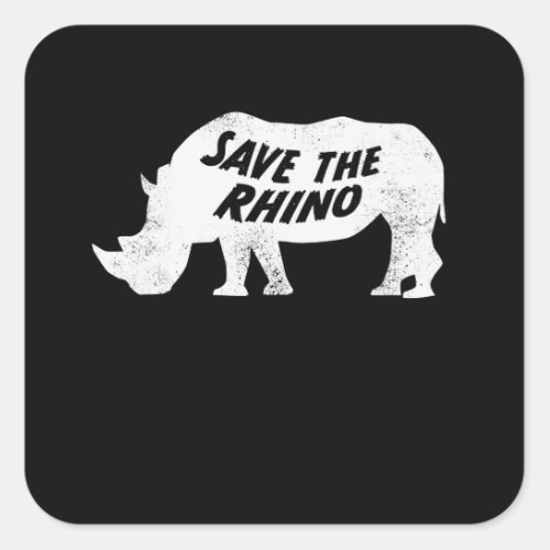 Save the Rhino Anti Poaching Rhinoceros Square Sticker