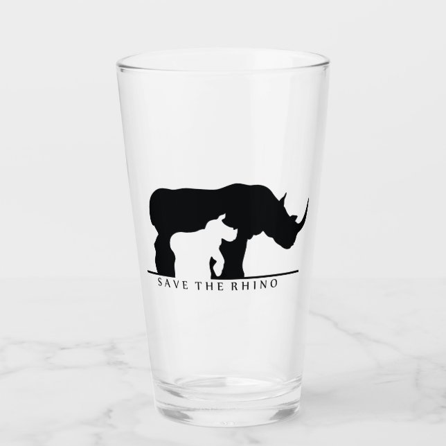 Save the Rhino Glass (Front)