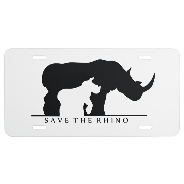Save The Rhino License Plate (Front)