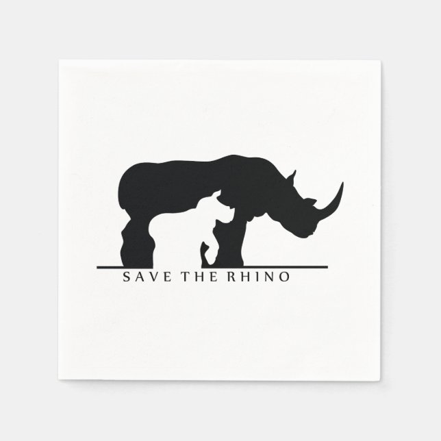 Save the Rhino Paper Napkins (Front)