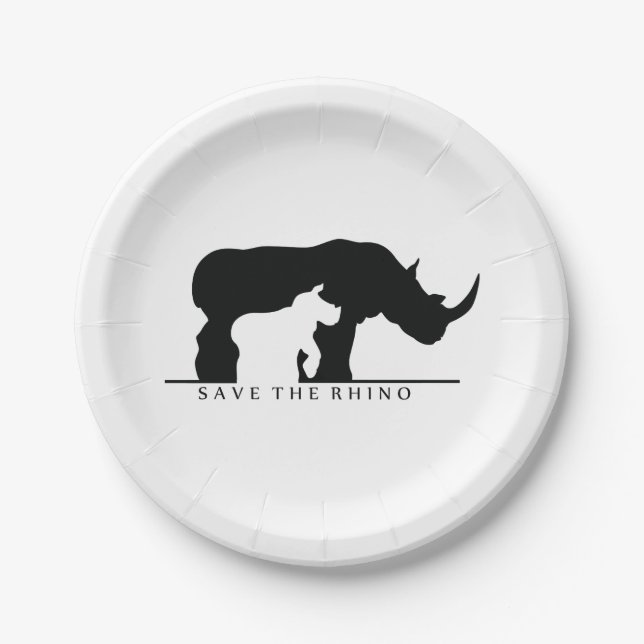 Save the Rhino Paper Plates (Front)