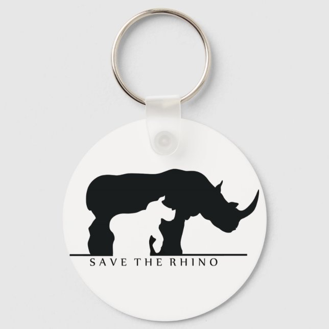 Save The Rhino (white ver.) Keychain (Front)