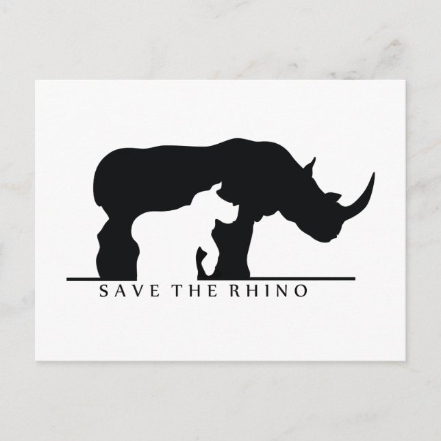 Save The Rhino (white ver.) Postcard (Front)