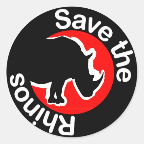 Save the rhinos red classic round sticker