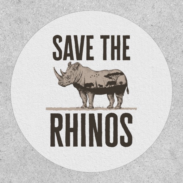 Save the Rhinos Rhino Animal Activist Conservation Patch (Front)