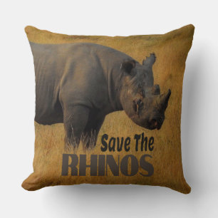 Save The Rhinos Throw Pillow