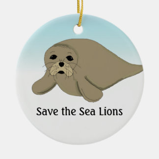 Save the Sea Lions Ceramic Ornament