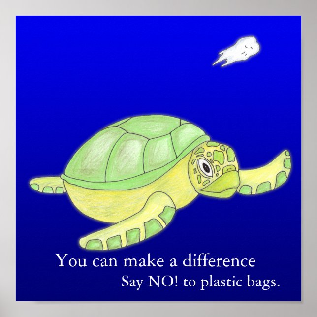 Save the Sea,  Say NO! to plastic bags Poster (Front)