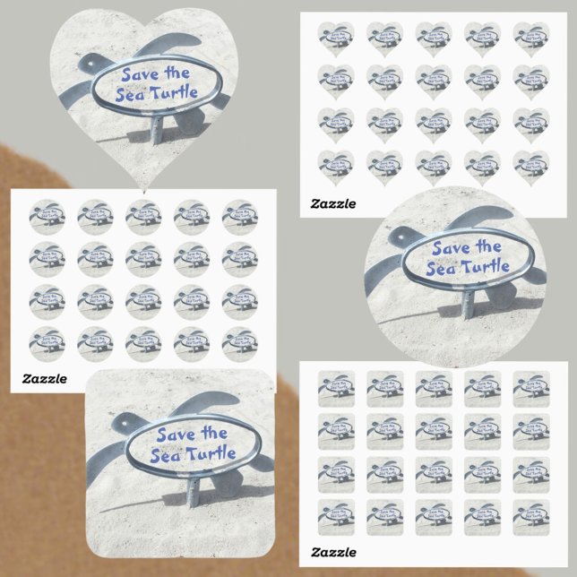 Save the Sea Turtle Earth Day Ocean Square Sticker (Creator Uploaded)