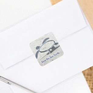 Save the Sea Turtle Earth Day Save the Ocean Square Sticker