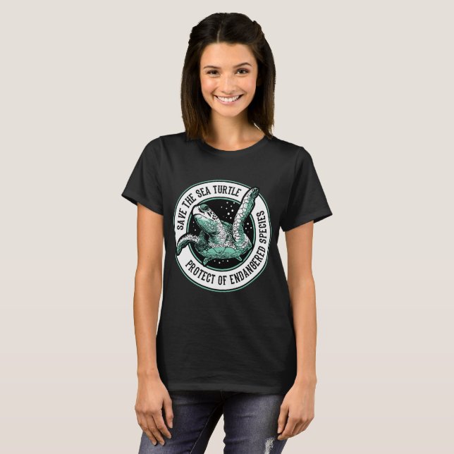 Save the Sea Turtle Shirt Endangered Species tee (Front Full)