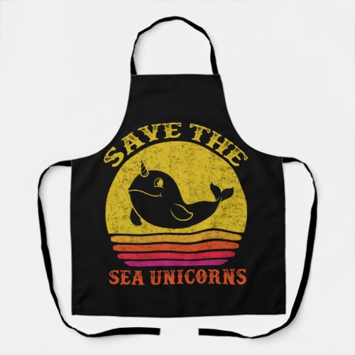 Save The Sea Unicorns Retro Narwhal Apron