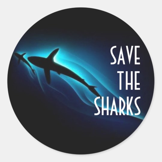Save The Sharks Classic Round Sticker | Zazzle.com