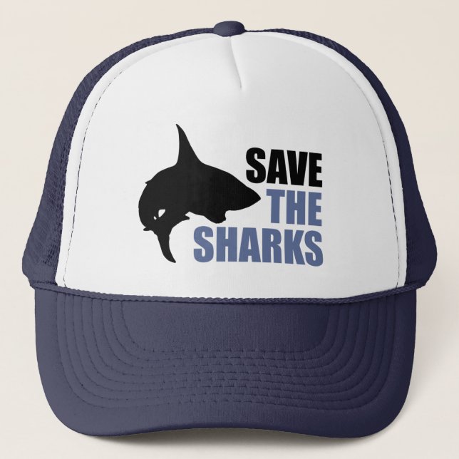 Save The Sharks, Save The Fins Trucker Hat (Front)