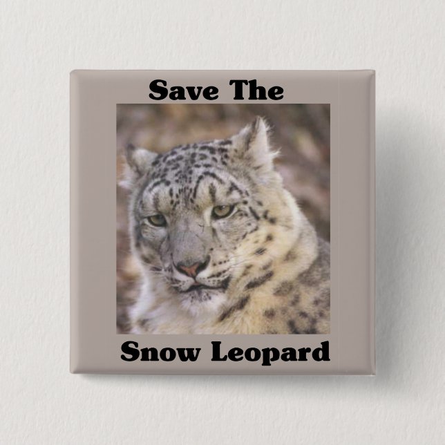 Save the Snow Leopard Pinback Button (Front)
